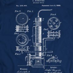 Alcohol Still Liquor Distiller Patent T-shirt Blueprint
