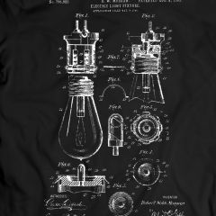 Electric-light Fixture Bulb Patent T-shirt Mens Gift Idea 100% Cotton Birthday Present