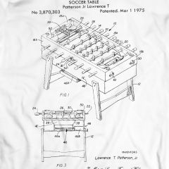 1975 Foosball Table Patent Soccer T-Shirt 100% Cotton Holiday Gift Birthday Present