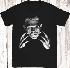 Frankenstein Creepy Halloween gift for fans of vintage Horror art and macabre t-shirt seekers. Halloween Sci Fi Science Fiction movie poster art. Halloween party tshirt art garment of horror cinema poster art.