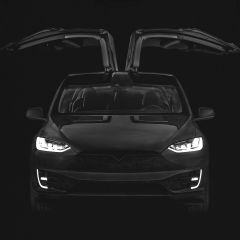 Tesla Model X Falcon Wing Doors SUV T-Shirt Black Tee Mens Gift Idea Elon Musk 100% Cotton