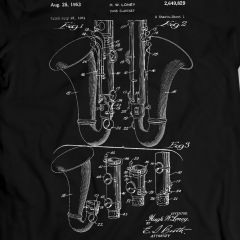 Bass Clarinet Patent T-Shirt 100% Cotton