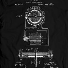 Tesla Electro Motor 1888 T-Shirt 100% Cotton