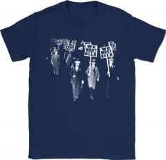 We Want Beer! Prohibition Protest 1931. Black & White Photograph on historical T-Shirt.color=Navy