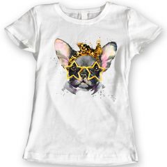 French Buldog Glasses T-Shirt 100% Cotton