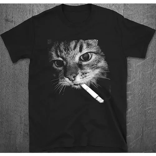 Bad Cat Attitude Tee | Smoking Cat Humor Shirt