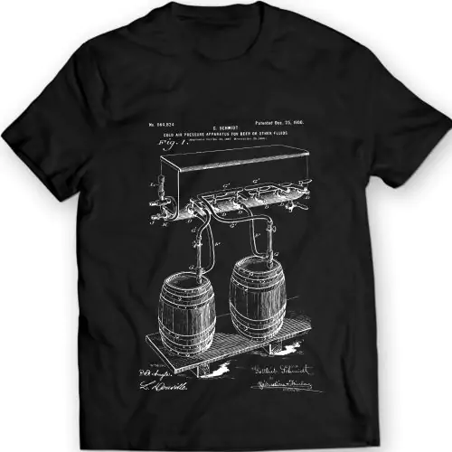 Cold Air Pressure Beer Patent T-shirt Mens Gift Idea 100% Cotton Birthday Present