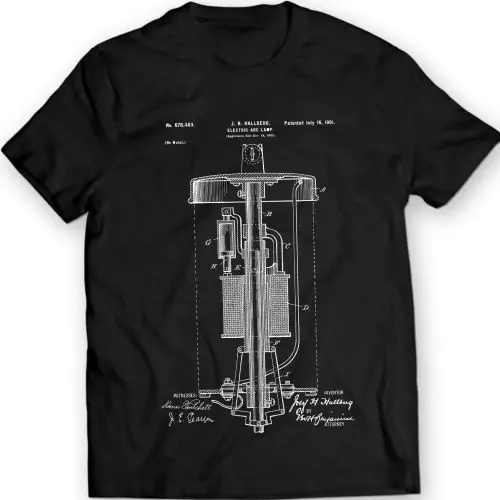 Electric Arc Lamp Patent T-shirt Mens Gift Idea 100% Cotton Birthday Present
