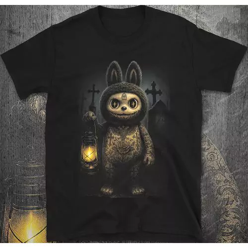 Evil Labubu Lantern T-Shirt – Creepy Gothic Horror Streetwear Tee