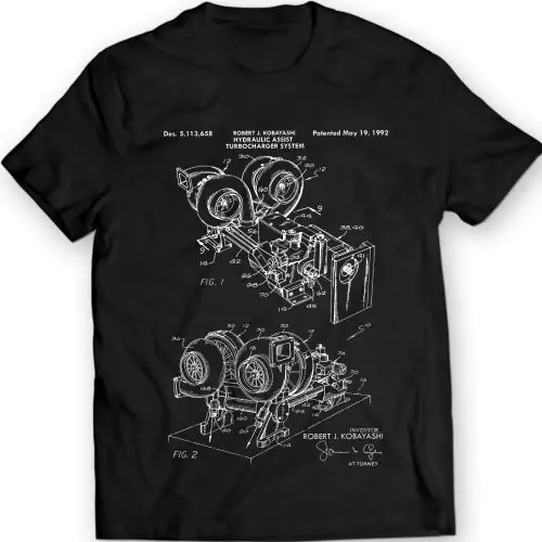 Hydraulic Assist Turbocharger System Patent T-shirt Mens Gift Idea 100% Cotton Birthday Present