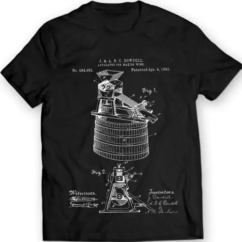 Making Wine Patent T-shirt Mens Gift Idea 100% Cotton Birthday Present