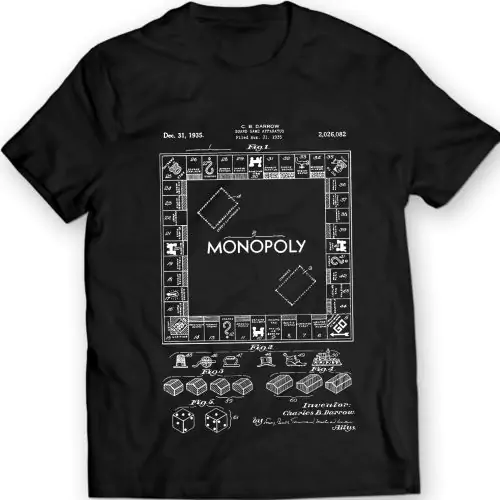Monopoly Board Game Patent T-Shirt Holiday Gift Birthday Present