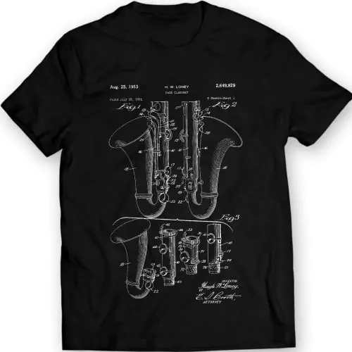 Bass Clarinet Patent T-Shirt 100% Cotton