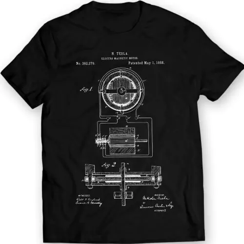 Tesla Electro Motor 1888 T-Shirt 100% Cotton