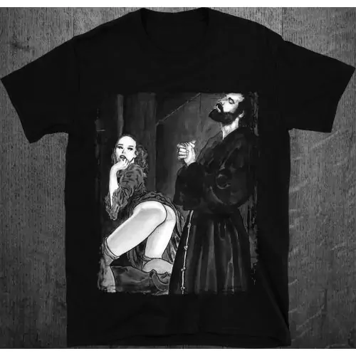 Priest Being Tempted By Lewd Girl Distraction T-Shirt